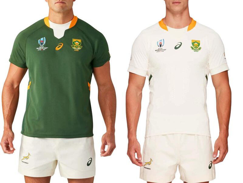 8: South Africa – The Springboks will be sporting the most retro of World Cup shirts. One could picture Francois Pienaar hoisting the Web Ellis Trophy next to a cheering Nelson Mandela in this strip. The off-white alternative is also very appealing.  Image via rugbyworldcup.com