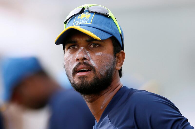 FILE PHOTO: Cricket - Sri Lanka v South Africa Ð Sri Lanka Team's Practice Session - Galle, Sri Lanka Ð July 11, 2018 Ð Sri Lanka's captain Dinesh Chandimal looks on during a practice session ahead of their first test cricket match against South Africa. REUTERS/Dinuka Liyanawatte/File Photo