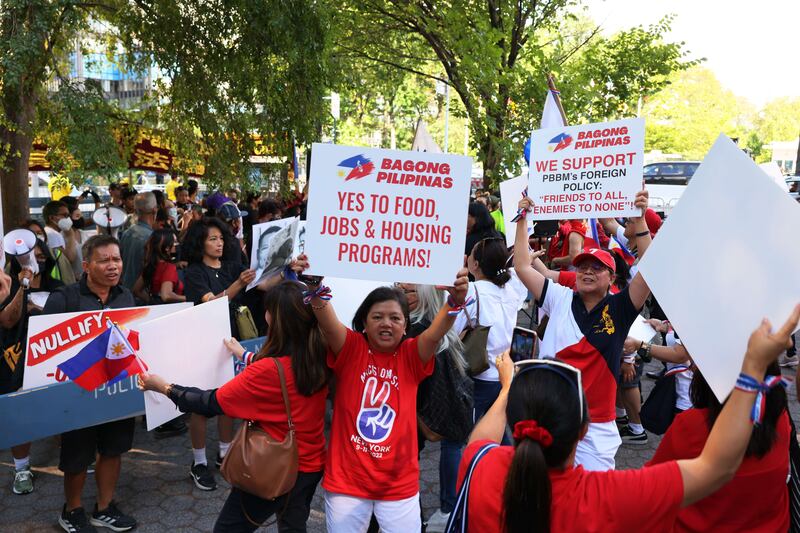 Protesters outside the assembly. AFP