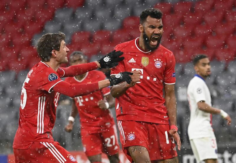 Eric Maxim Choupo-Moting celebrates scoring Bayern's first goal. AP