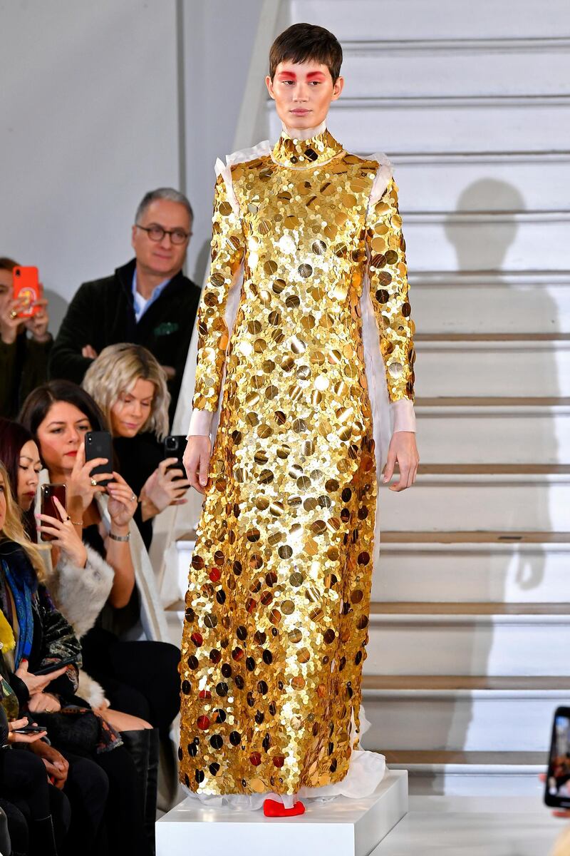 A look from the Maison Rabih Kayrouz spring / summer 2020 collection during Paris Haute Couture Fashion Week on January 20, 2020. Getty Images