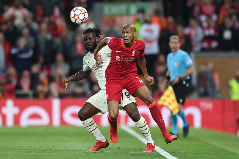 Fabinho - 7. The Brazilian was impressive in breaking up danger and moving the ball forward. His lack of pace was exposed in the build-up to Milan’s second goal. Getty Images