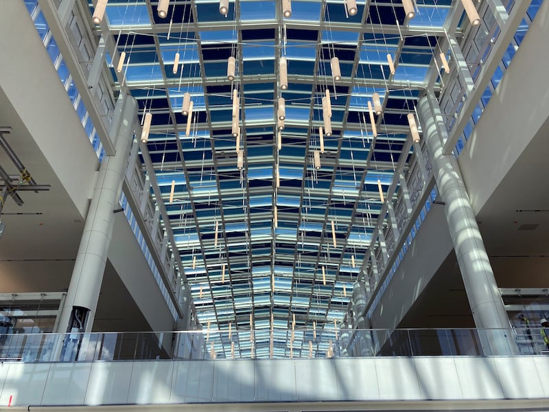 The sun's rays beam through skylight windows at the newly opened Terminal C at Orlando International Airport. AP 