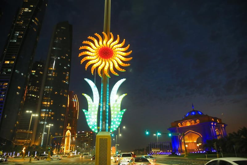 The capital will be decorated with more than 1,600 lighting configurations in celebration of Eid Al Adha. Courtesy Abu Dhabi City Municipality