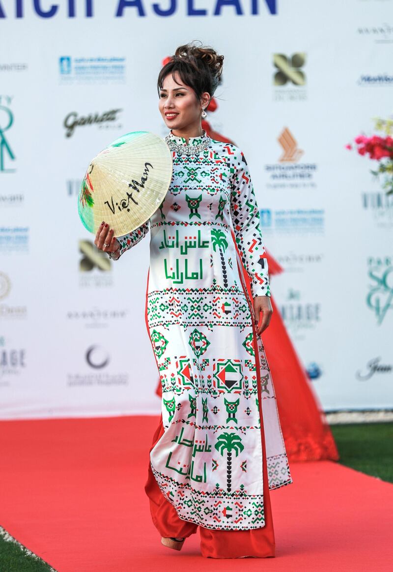 Abu Dhabi, U.A.E., January 31, 2019.  A look at Crazy Rich Asean, a fashion & jewellery show being held at the Singapore Residence in Abu Dhabi. --  Indonesian fashion by Samaya Soeryadiredja.
 Victor Besa / The National
Section:  IF
Reporter:  Panna Munyal