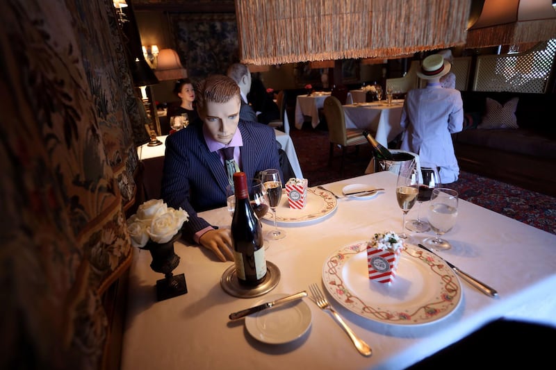Mannequins costumed in 1940s-era clothing at the restaurant. AFP