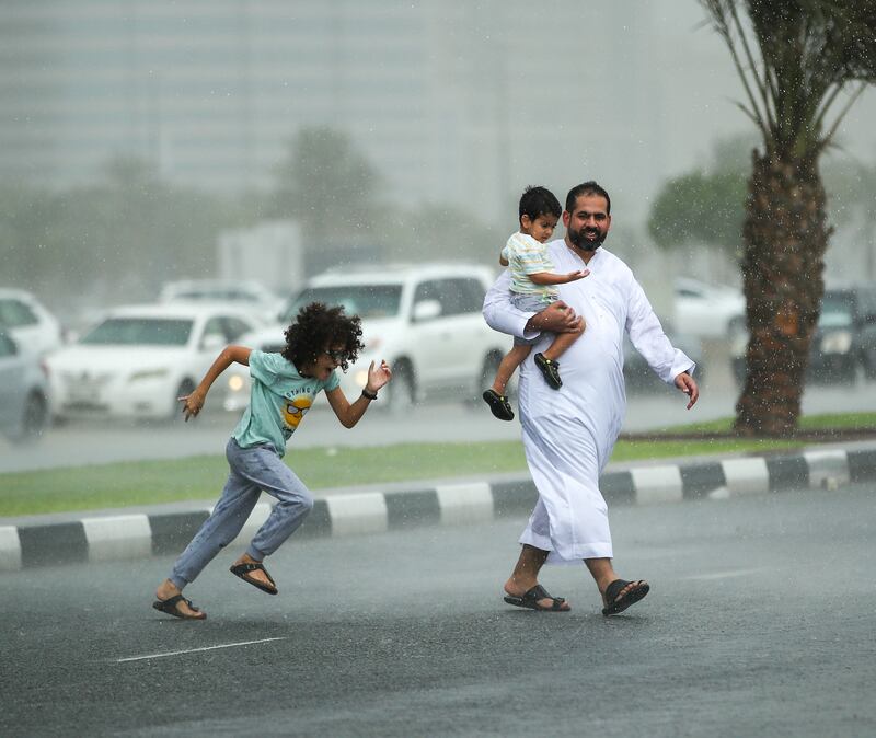 The downpour lasted for around 30 minutes in Sharjah. Victor Besa / The National