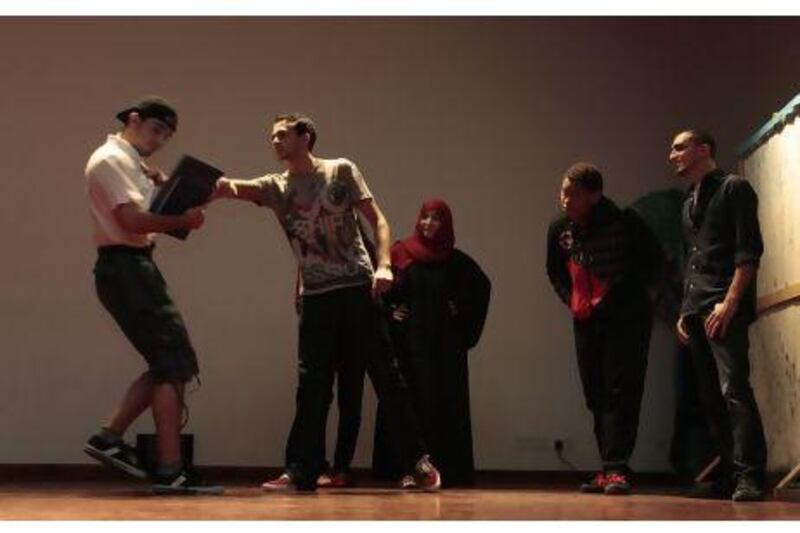 Students render a play during the anti-bullying campaign at their campus Canadian University of Dubai. Jeffrey E Biteng / The National