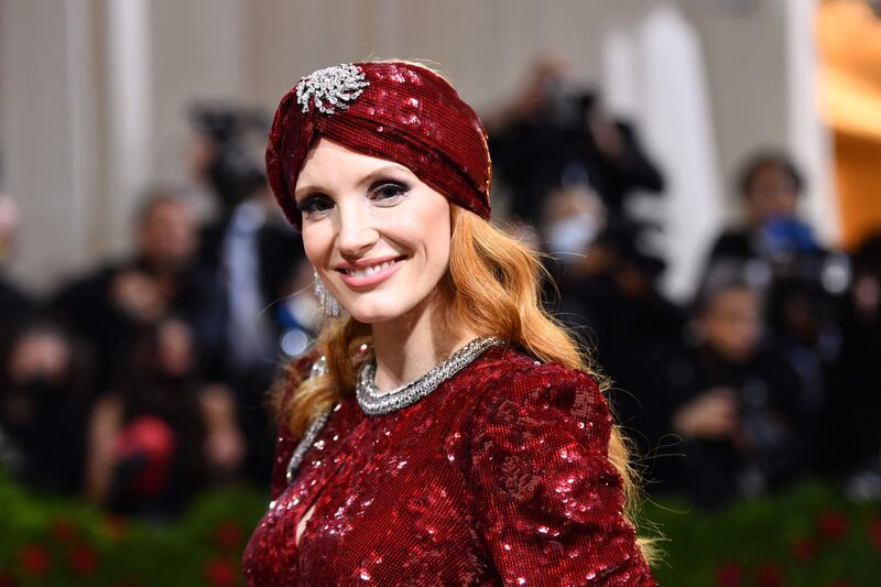 Chastain at the 2022 Met Gala in New York. AFP