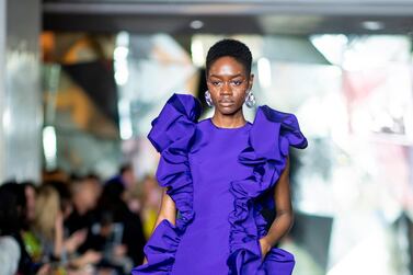 A model walks the runway at Christian Siriano's fashion show during New York Fashion Week on February 9, 2019. AFP