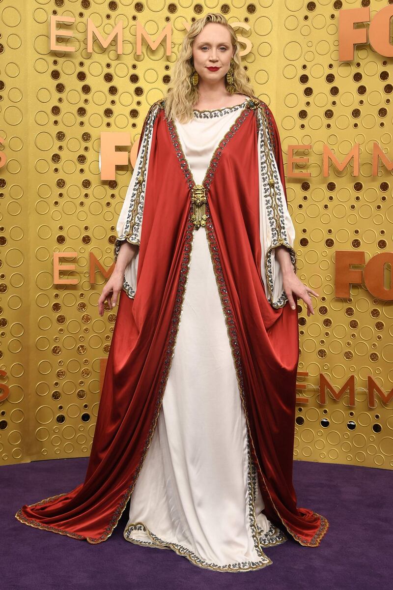 English actress Gwendoline Christie in Gucci at the 71st Emmy Awards at the Microsoft Theatre in Los Angeles on September 22, 2019. Photo: AFP