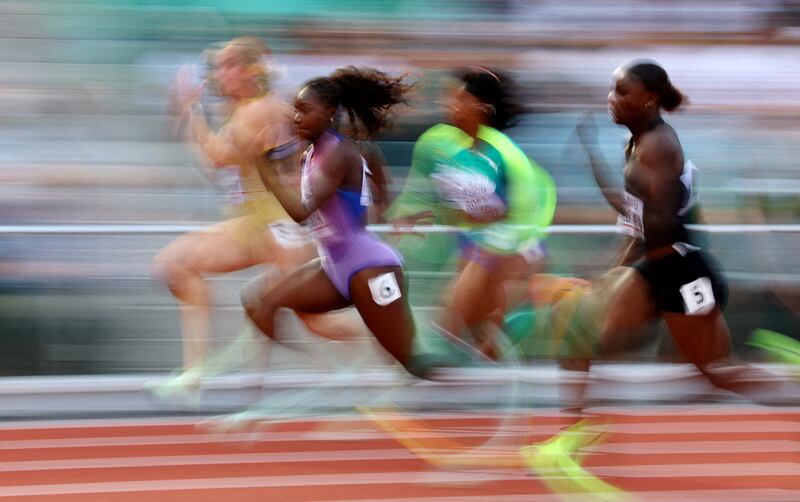 Britain's Dina Asher-Smith in action during the World Athletics Championships women's 100m heats at Hayward Field, in Eugene, Oregon, on July 16, 2022. Reuters