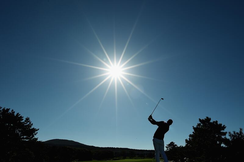 Tony Finau of the United States hits his tee shot on the 4th hole during the third round of the CJ Cup at Nine Bridges in Jeju, South Korea. Matt Roberts / Getty Images