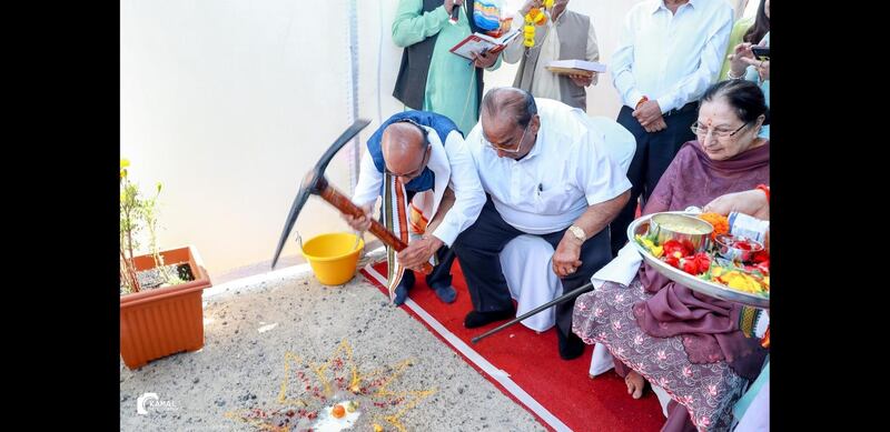 A groundbreaking ceremony for a new Hindu temple in Jebel Ali is held on Saturday. Courtesy Sindhi Guru Darbar temple trust​​​​​​​