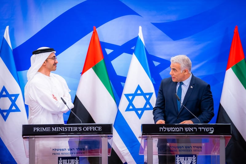 Mr Lapid said the strategic relationship between the UAE and Israel — in the economic, food security, energy, water and security fields — would continue.