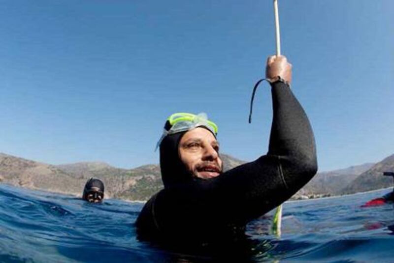 Adel Abu Haliqa (UAE National Freediving Champion) setting four new continental and national freediving records at the 3rd Mediterranean World Cup June 2010.

Courtesy FreedivingUAE
	 