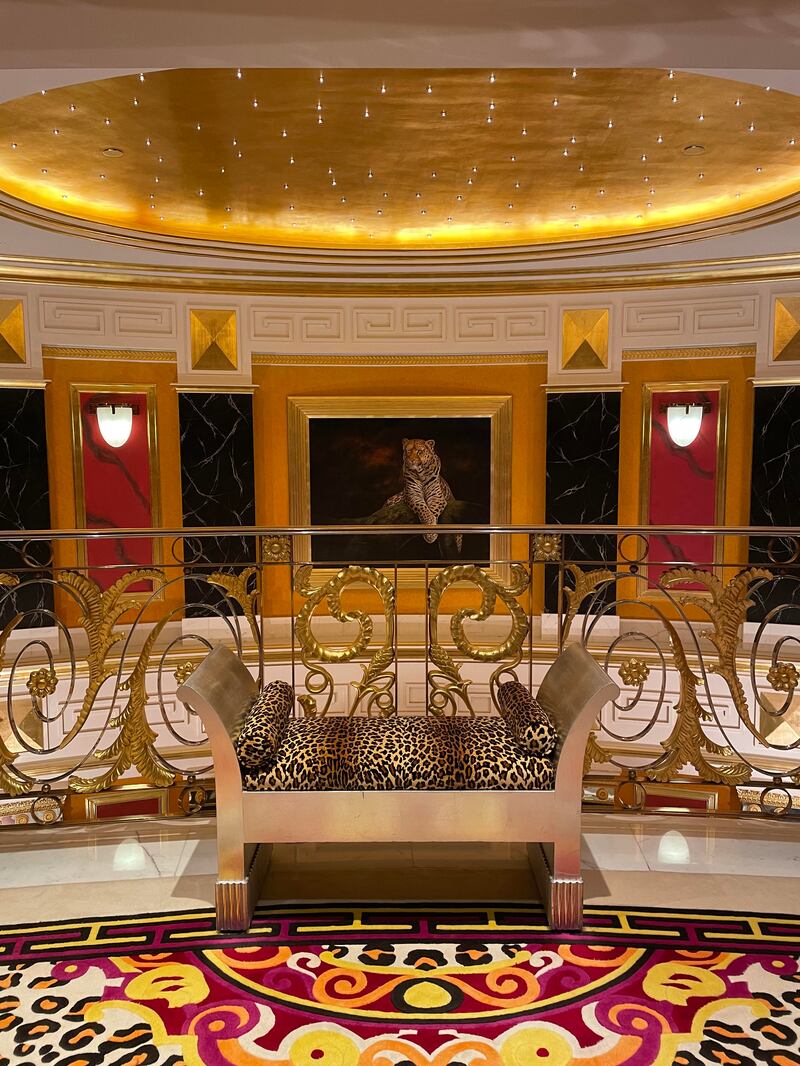 The ceiling of the Royal Suite in the Burj Al Arab is 24K gold plated. Janice Rodrigues / The National