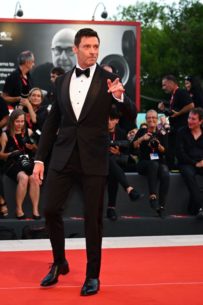 Hugh Jackman, in a classic black tux, attends 'The Son' premiere. AFP