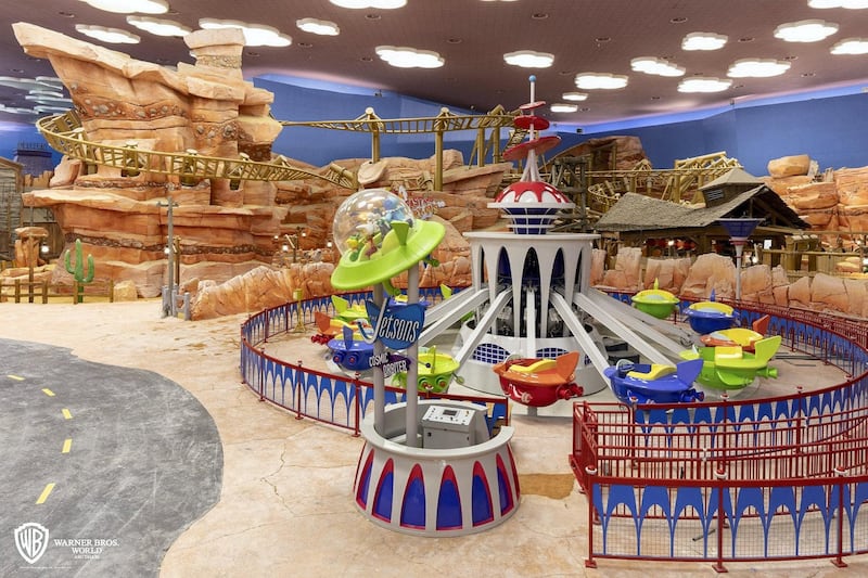 Dynamite Gulch, featuring a Jetsons-themed ride. Courtesy Warner Bros. World Abu Dhabi