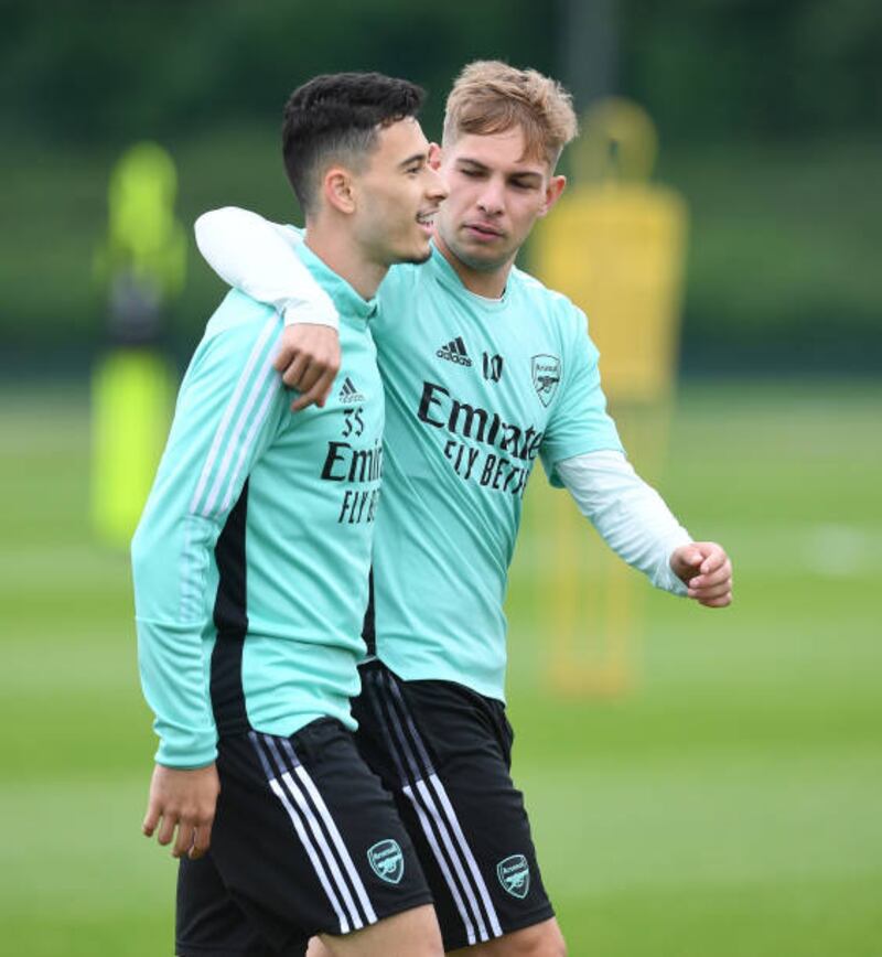 Gabriel Martinelli, left, and Emile Smith Rowe.