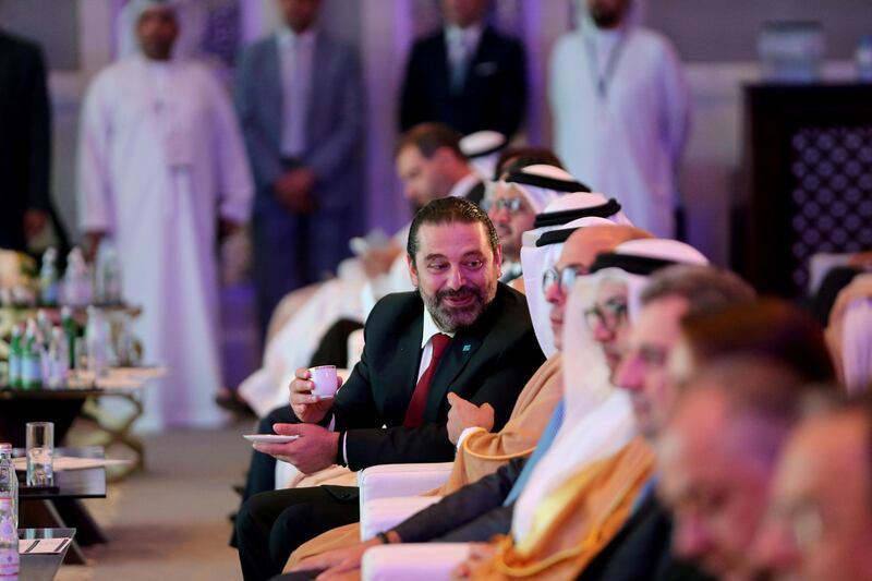 Lebanese Prime Minister Saad Hariri attends the UAE-Lebanon Investment Forum in Abu Dhabi, UAE. REUTERS