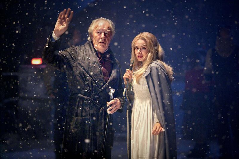Michael Gambon and Katherine Jenkins in Doctor Who - A Christmas Carol. Courtesy BBC