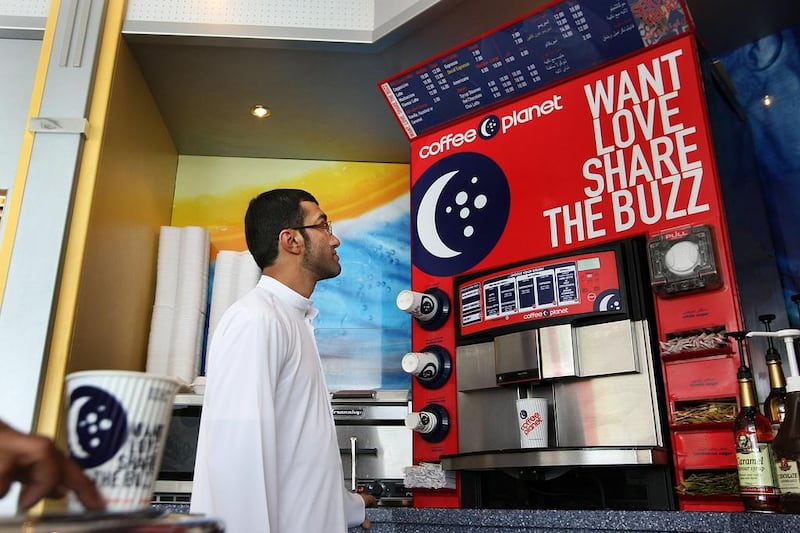 Coffee Planet machines serve up to 10,000 to 20,000 cups of coffee every day in petrol stations – which accounts for about half its sales. Delores Johnson / The National