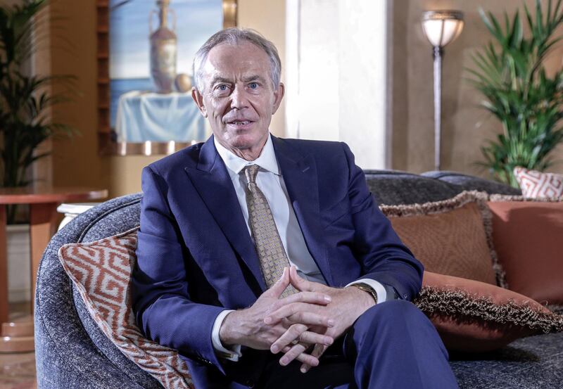 NOTE:  DO NOT USE for tomorrow-  Mina
Dubai, United Arab Emirates, March 24,  2019.  -- Interview with Tony Blair.
Victor Besa/The National
Section:  
Reporter: Mina AlOraibi