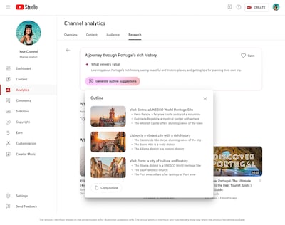 YouTube said its new generative AI tools, which were released in September, are aimed at supporting creators to grow their audiences. Photo: YouTube
