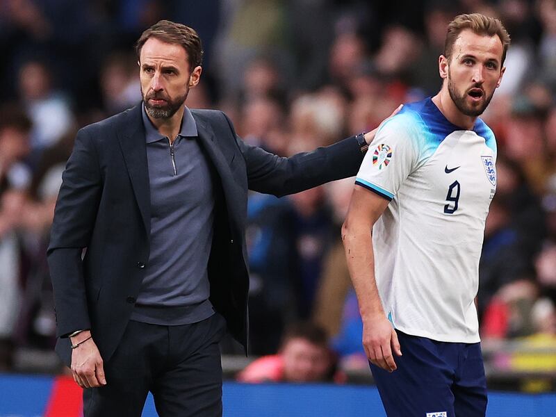 England manager Gareth Southgate praised Harry Kane for his 'all-round performances' in the Euro 2024 qualifers against Italy and Ukraine. Getty