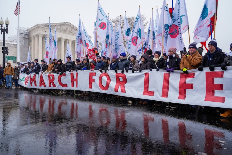 Anti-abortion activists take part in the March for Life outside the Supreme Court in Washington, US. AP Photo
