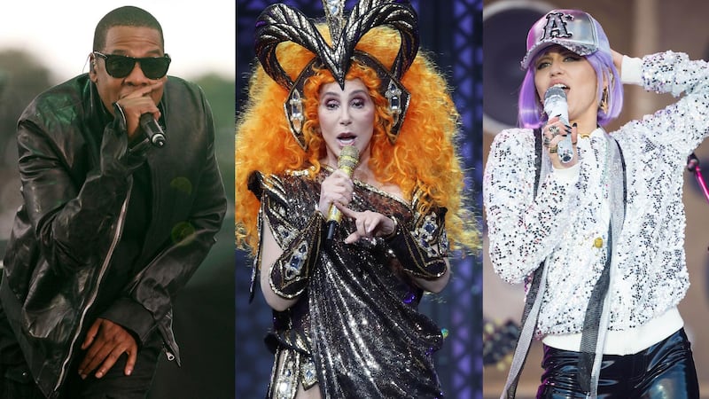 Jay-Z, Cher and Miley Cyrus. Getty Images