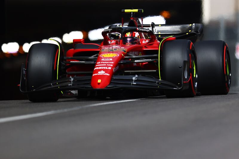 Ferrar's Carlos Sainz on track during qualifying. Getty