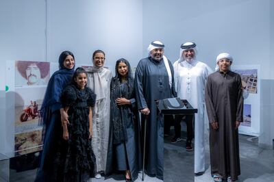 UAE entrepreneur Yasser bin Khediya with his family and Noura Al Kaabi, Minister of Culture and Youth, at the '50U' book launch. Photo: 50U team