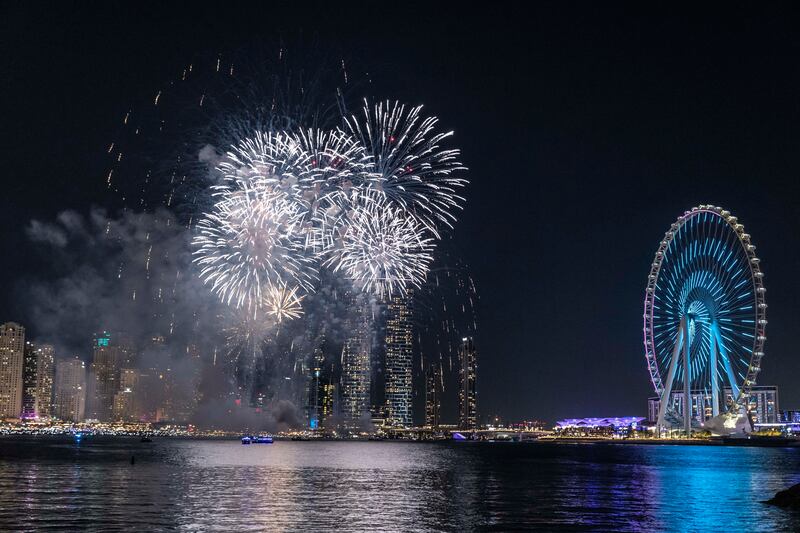 Bluewaters Island hosted a three-minute-long fireworks show to ring in the new year. Antonie Robertson / The National


