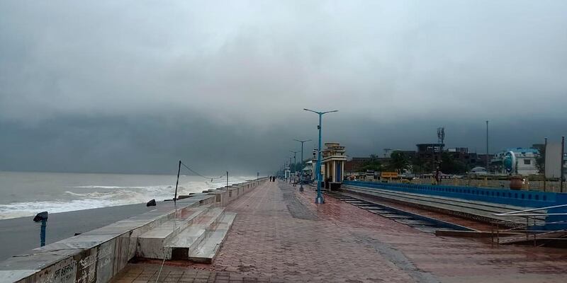 The promenade along the Bay of Bengal coast stands deserted ahead of cyclone Amphan landfall, at Chandbali, in the eastern Indian state of Orissa. AP Photo