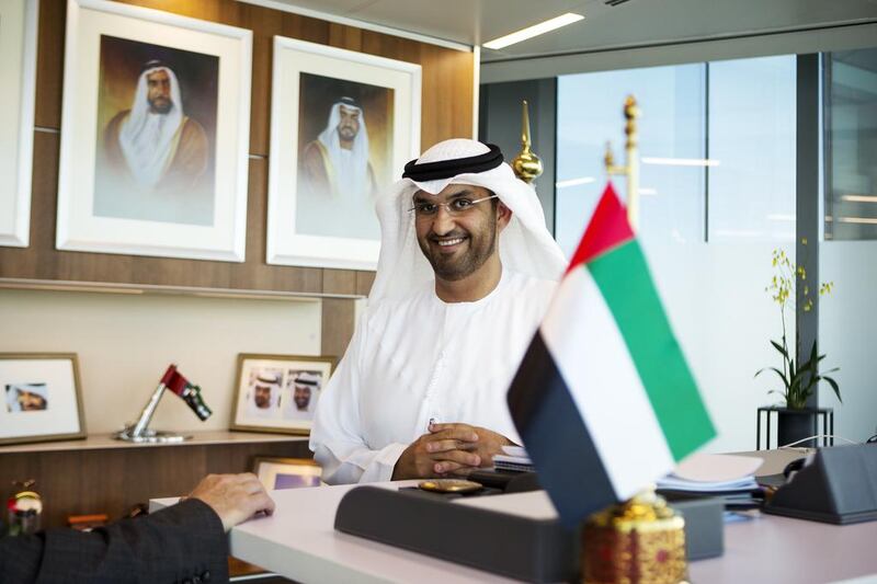 Sultan Al Jaber, the chief executive of Adnoc, has brought the company through a year of rapid change since he took charge in February last year. Christopher Pike / The National