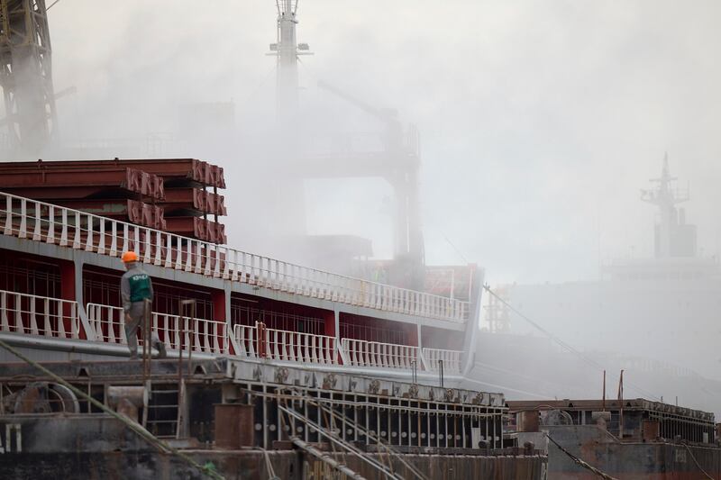 A Turkish Polarnet cargo ship is loaded with Ukrainian grain. AP