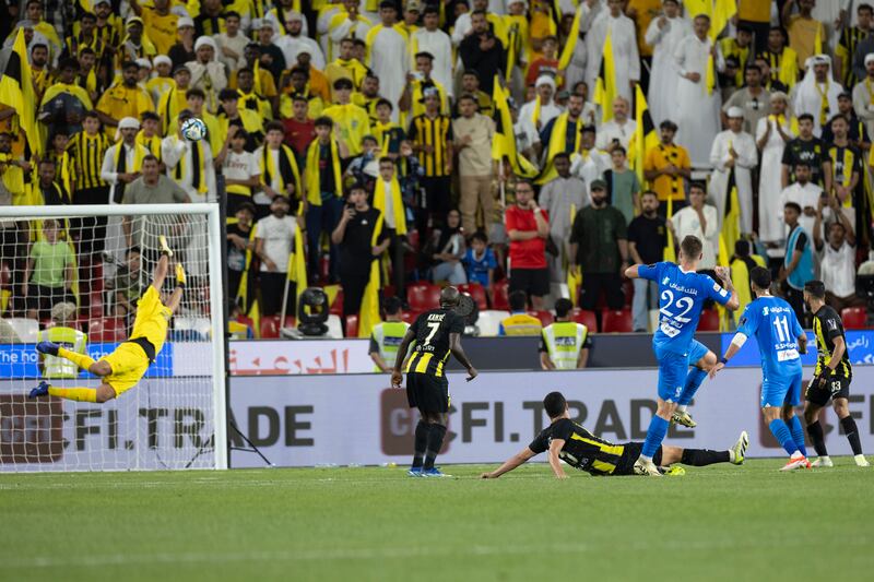 Sergej Milinkovic-Savic of Al Hilal watches as his shot sails over the crossbar. Getty Images