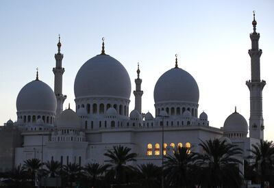 Sheikh Zayed Grand Mosque at sunrise. Victor Besa / The National