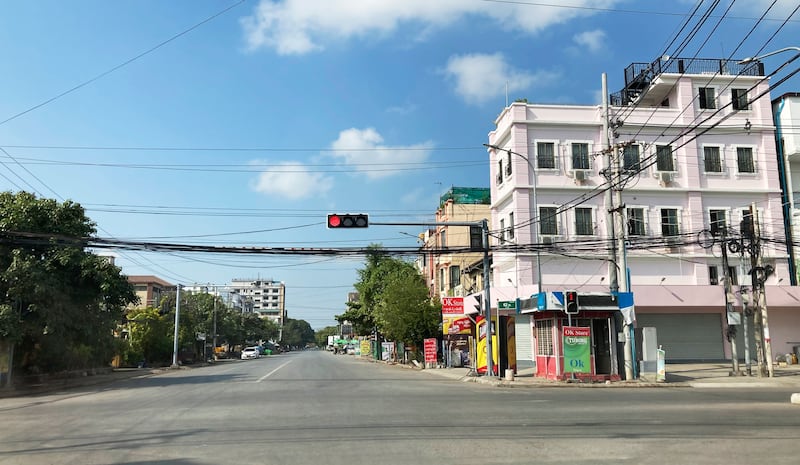 An deserted street in Mandalay. AP