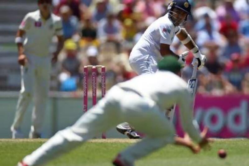 Sri Lanka captain Mahela Jayawardene, with bat, struck a 72 against Australia in Sydney yesterday in what will be his last match leading the side. Sri Lanka finished the day on 294 all out.