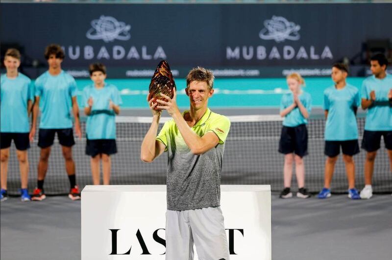 Kevin Anderson beat Spain's Roberto Bautista Agut in the final to win the 2017 Mubadala World Tennis Championshiup. Courtesy Flash Entertainment