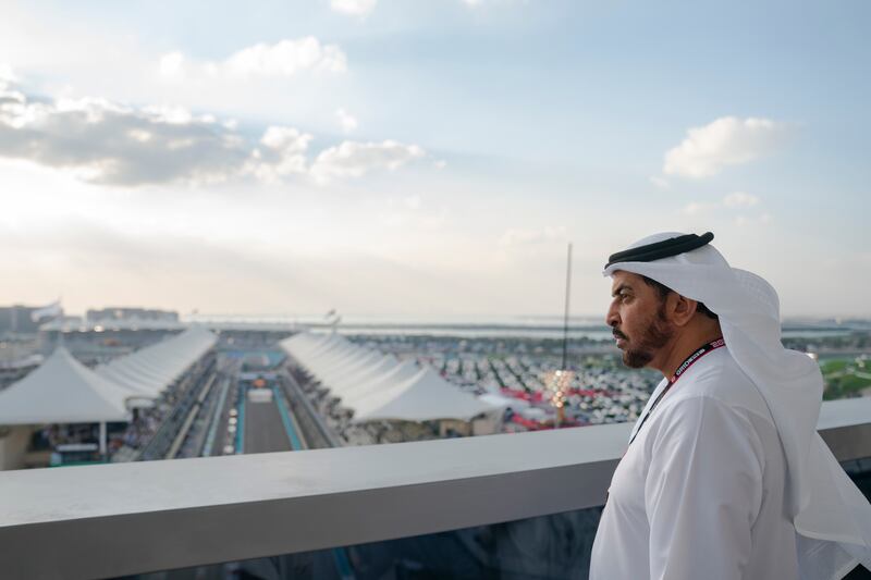 Sheikh Hamdan bin Zayed, Ruler’s Representative in Al Dhafra Region, at Shams Tower. Photo: Abdulla Al Junaibi / Ministry of Presidential Affairs