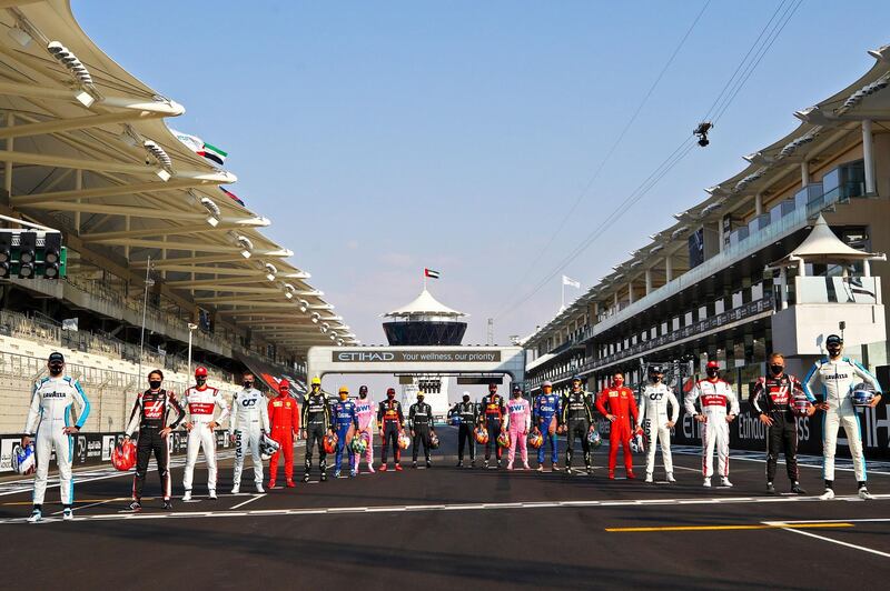 Drivers on the starting grid ahead of the race. AFP