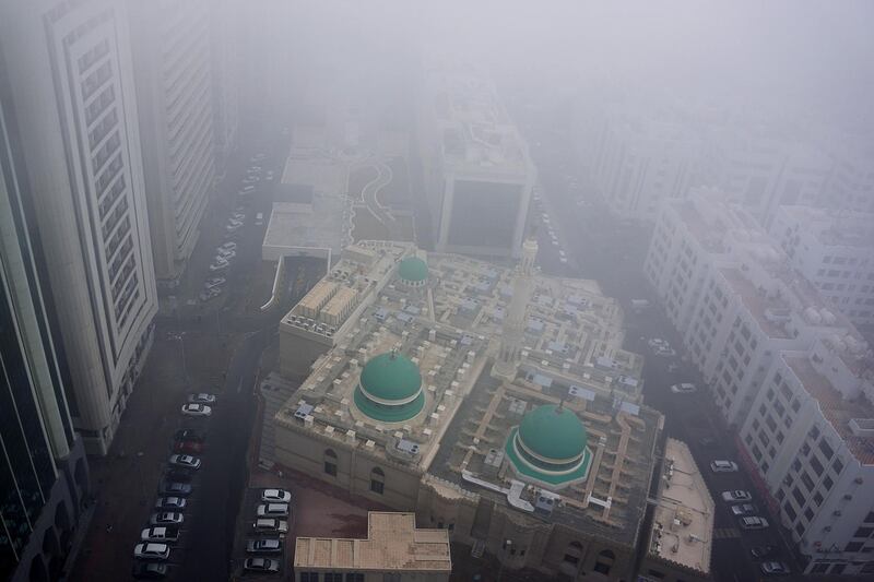 ABU DHABI, UNITED ARAB EMIRATES - - -  January 23, 2013 ---  At 9am this morning, Abu Dhabi was under seige with a blanket of fog.   ( DELORES JOHNSON / The National )