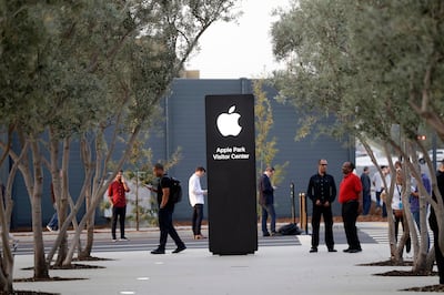 An exterior view of Apple's new visitor center during an announcement of new products Sept. 12, 2017, in Cupertino, Calif. (AP Photo/Marcio Jose Sanchez)