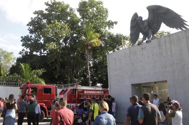 A fire engine is seen in front of the training ground of Flamengo. Reuters