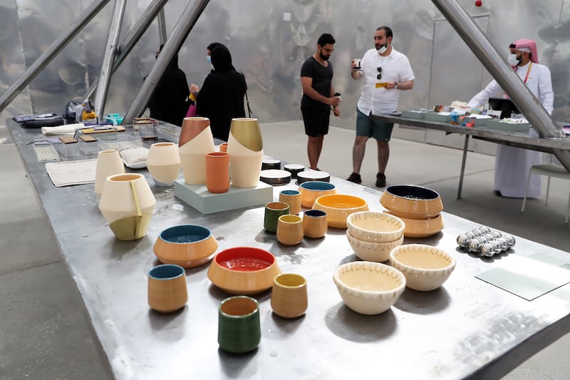 Pottery on display at the Bahrain pavilion