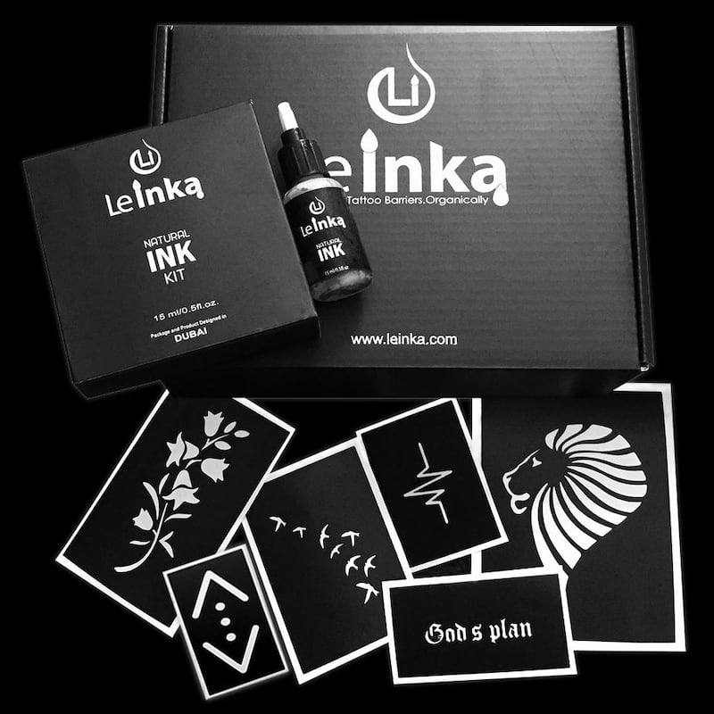A stencil and ink bottle kit from Le Inka.